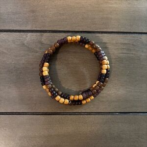 Brown Tone Wooden Beaded Wrap Bracelet